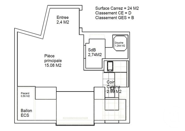 Appartement F1 &agrave; louer - 1 pi&egrave;ce - 24 m2 - Schiltigheim - 67 - ALSACE