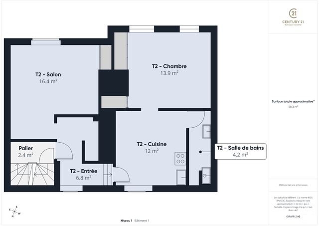Appartement F3 &agrave; vendre - 3 pi&egrave;ces - 52,90 m2 - Auneau Bleury St Symphorien - 28 - CENTRE