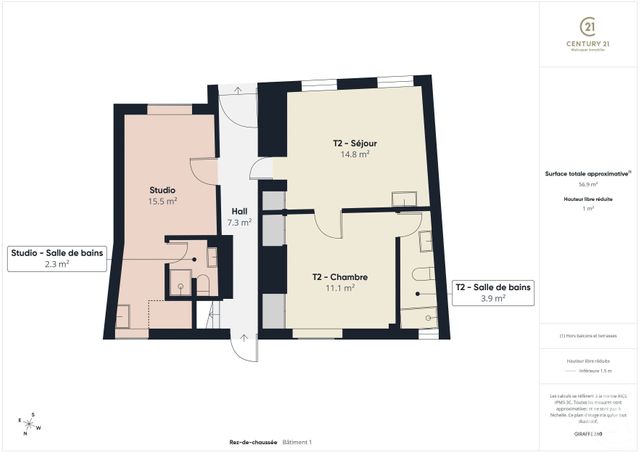 Appartement F1 &agrave; vendre - 1 pi&egrave;ce - 30,90 m2 - Auneau Bleury St Symphorien - 28 - CENTRE