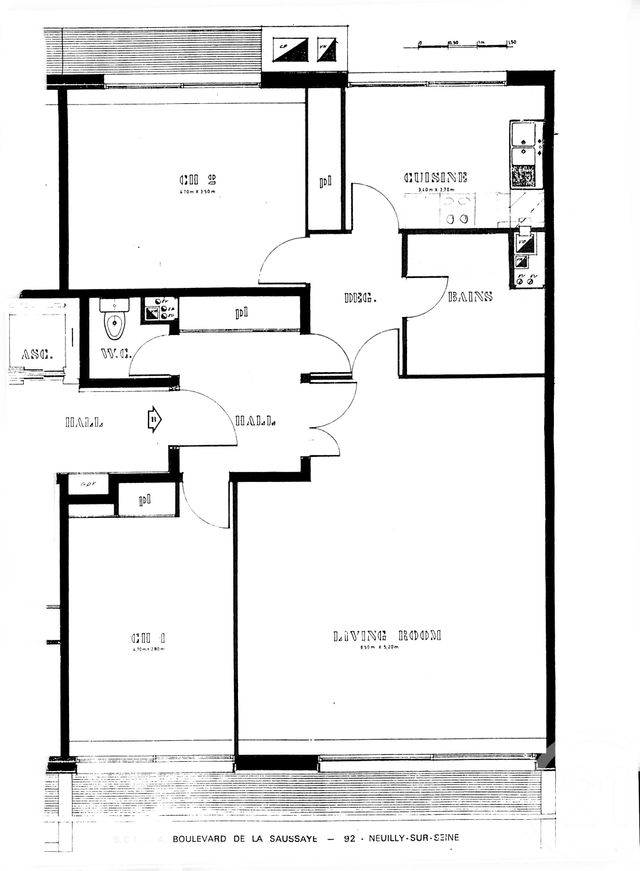 Appartement F3 &agrave; louer - 3 pi&egrave;ces - 86,03 m2 - Neuilly Sur Seine - 92 - ILE-DE-FRANCE