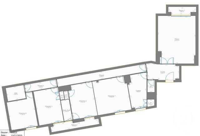 Appartement F5 &agrave; vendre - 5 pi&egrave;ces - 111,29 m2 - Paris - 75016 - ILE-DE-FRANCE