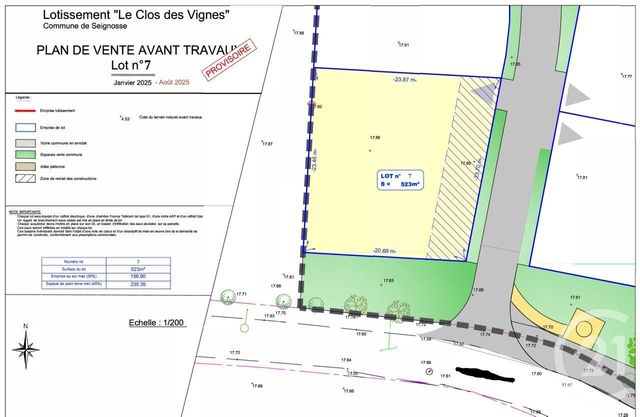 Terrain &agrave; vendre - 523 m2 - Seignosse - 40 - AQUITAINE