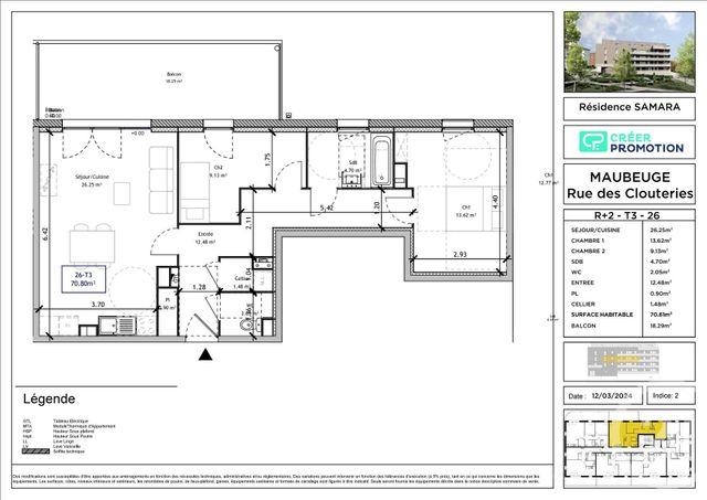 Appartement T3 à vendre - 3 pièces - 70,61 m2 - Maubeuge - 59 - NORD-PAS-DE-CALAIS