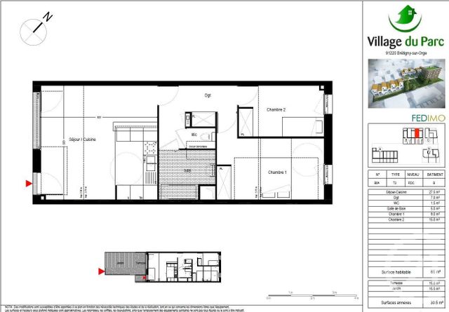 Appartement F3 &agrave; louer - 3 pi&egrave;ces - 64,60 m2 - Bretigny Sur Orge - 91 - ILE-DE-FRANCE
