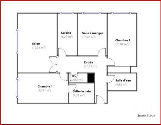 Appartement F4 à vendre - 4 pièces - 82,74 m2 - Paris - 75012 - ILE-DE-FRANCE