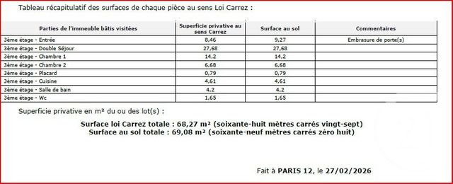 Appartement F4 &agrave; vendre - 3 pi&egrave;ces - 68,27 m2 - Paris - 75012 - ILE-DE-FRANCE
