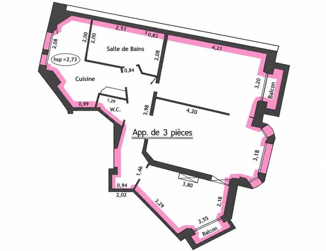 Appartement F3 &agrave; vendre - 3 pi&egrave;ces - 67,72 m2 - Paris - 75020 - ILE-DE-FRANCE