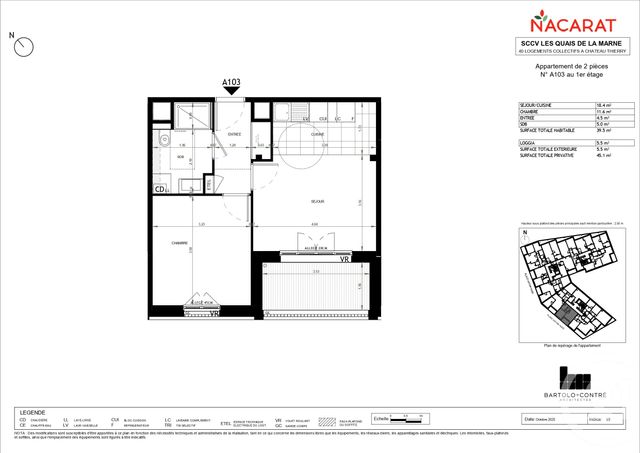 Appartement F2 &agrave; vendre - 2 pi&egrave;ces - 39,50 m2 - Chateau Thierry - 02 - PICARDIE
