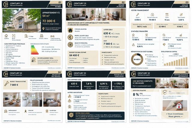Appartement F2 &agrave; vendre - 2 pi&egrave;ces - 54 m2 - Chalons En Champagne - 51 - CHAMPAGNE-ARDENNE
