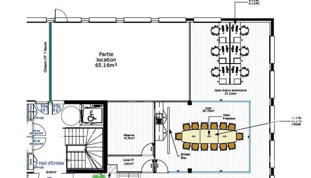 Bureaux à louer - 64.5 m2 - 51 - Marne