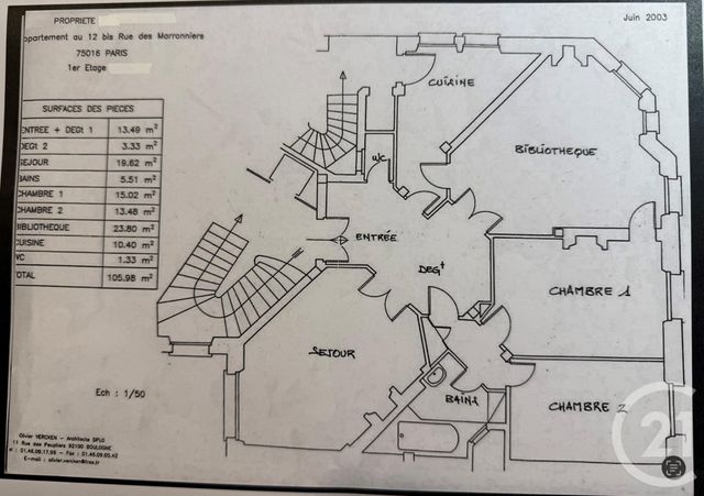 Appartement F4 &agrave; vendre - 4 pi&egrave;ces - 105,39 m2 - Paris - 75016 - ILE-DE-FRANCE