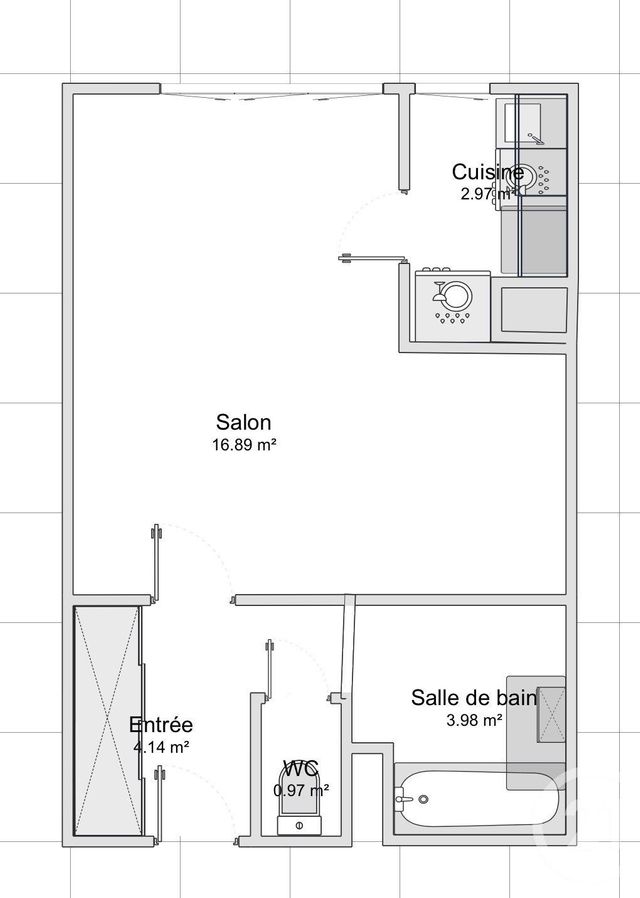 Appartement F1 &agrave; vendre - 1 pi&egrave;ce - 28,95 m2 - Paris - 75011 - ILE-DE-FRANCE