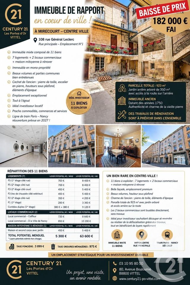 Maison &agrave; vendre - 30 pi&egrave;ces - 526,90 m2 - Mirecourt - 88 - LORRAINE
