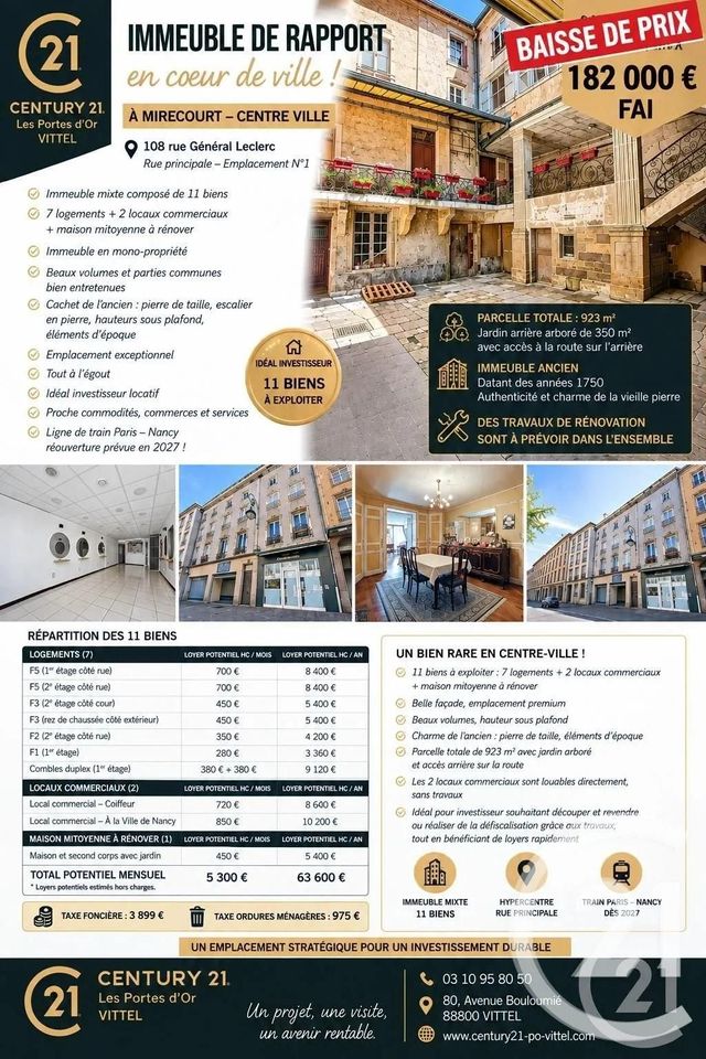 Immeuble &agrave; vendre - 526 m2 - Mirecourt - 88 - LORRAINE
