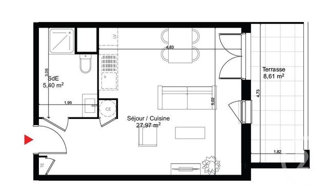 Appartement F1 &agrave; vendre - 1 pi&egrave;ce - 33,50 m2 - Oraison - 04 - PROVENCE-ALPES-COTE-D-AZUR
