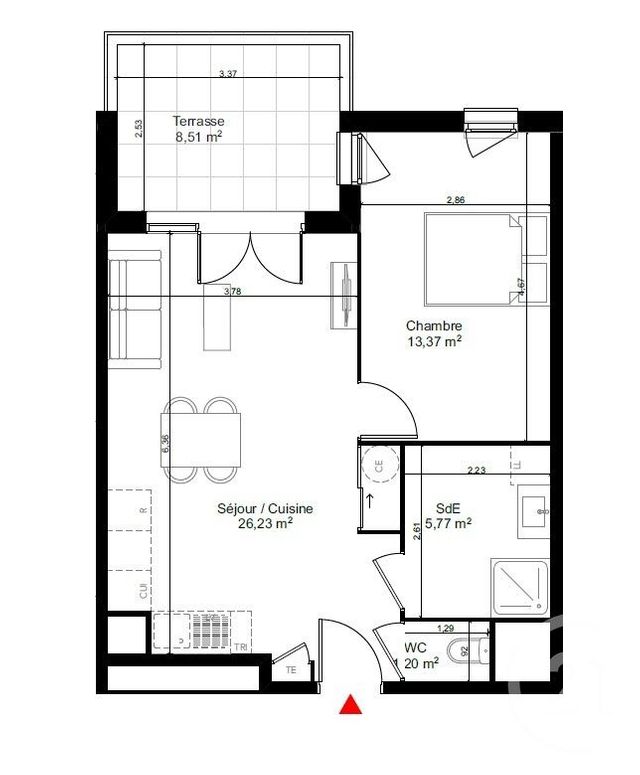 Appartement F2 &agrave; vendre - 2 pi&egrave;ces - 46,57 m2 - Oraison - 04 - PROVENCE-ALPES-COTE-D-AZUR