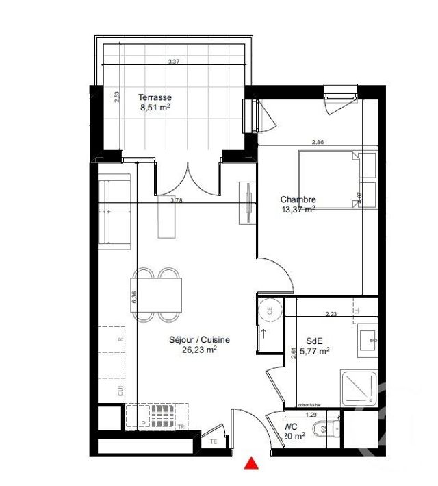 Appartement F2 &agrave; vendre - 2 pi&egrave;ces - 46,57 m2 - Oraison - 04 - PROVENCE-ALPES-COTE-D-AZUR