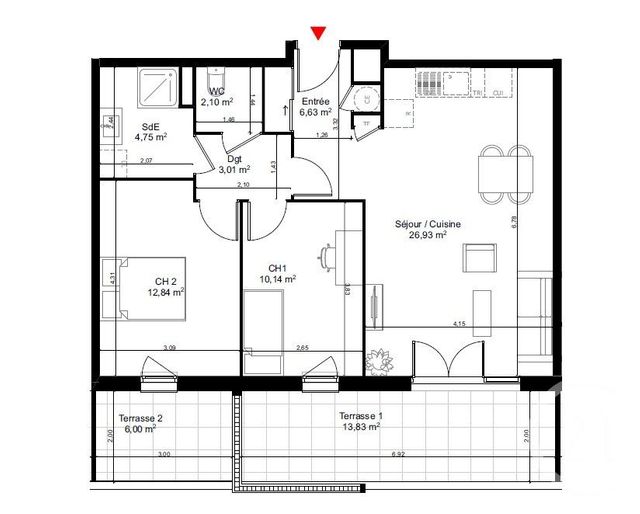 Appartement T3 &agrave; vendre - 3 pi&egrave;ces - 66,99 m2 - Oraison - 04 - PROVENCE-ALPES-COTE-D-AZUR