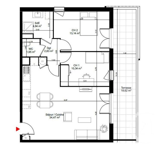 Appartement T3 &agrave; vendre - 3 pi&egrave;ces - 66,99 m2 - Oraison - 04 - PROVENCE-ALPES-COTE-D-AZUR