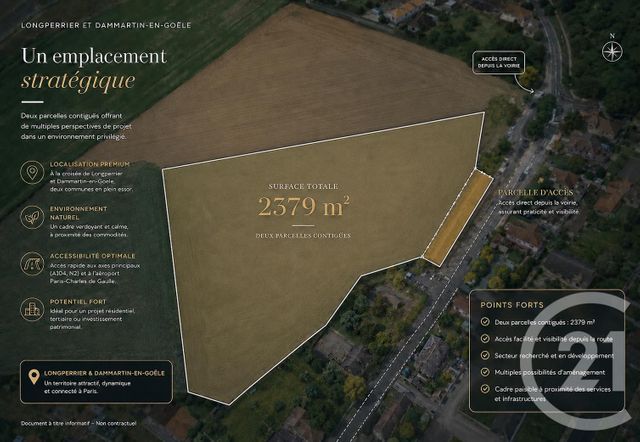 Terrain &agrave; vendre - 2379 m2 - Longperrier - 77 - ILE-DE-FRANCE