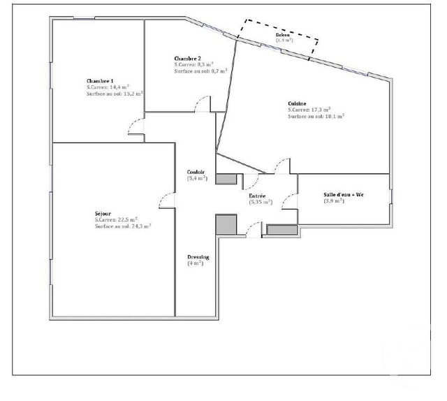 Appartement F3 &agrave; vendre - 3 pi&egrave;ces - 81,15 m2 - Nice - 06 - PROVENCE-ALPES-COTE-D-AZUR