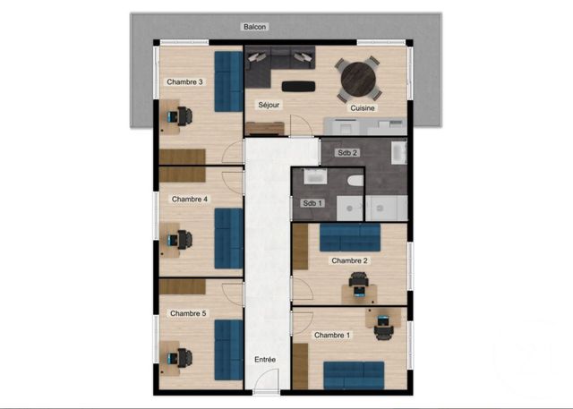 Appartement T6 &agrave; louer - 6 pi&egrave;ces - 125,94 m2 - Grenoble - 38 - RHONE-ALPES