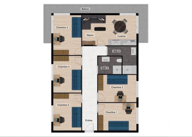 Appartement T6 &agrave; louer - 6 pi&egrave;ces - 125,94 m2 - Grenoble - 38 - RHONE-ALPES