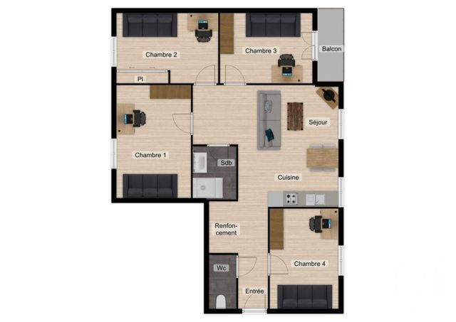 Appartement F5 &agrave; vendre - 5 pi&egrave;ces - 63 m2 - Grenoble - 38 - RHONE-ALPES