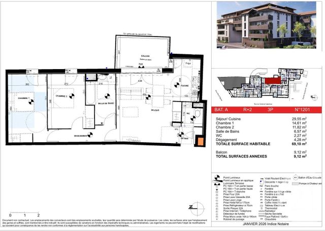 Appartement T3 &agrave; vendre - 3 pi&egrave;ces - 69,10 m2 - La Teste De Buch - 33 - AQUITAINE
