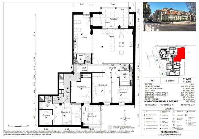 Appartement T5 &agrave; vendre - 5 pi&egrave;ces - 141,10 m2 - Arcachon - 33 - AQUITAINE