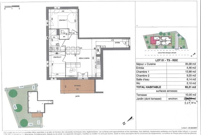 Appartement T3 &agrave; vendre - 3 pi&egrave;ces - 65,31 m2 - Biscarrosse - 40 - AQUITAINE