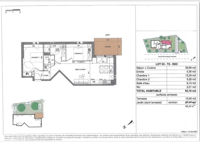 Appartement T3 &agrave; vendre - 3 pi&egrave;ces - 62,18 m2 - Biscarrosse - 40 - AQUITAINE