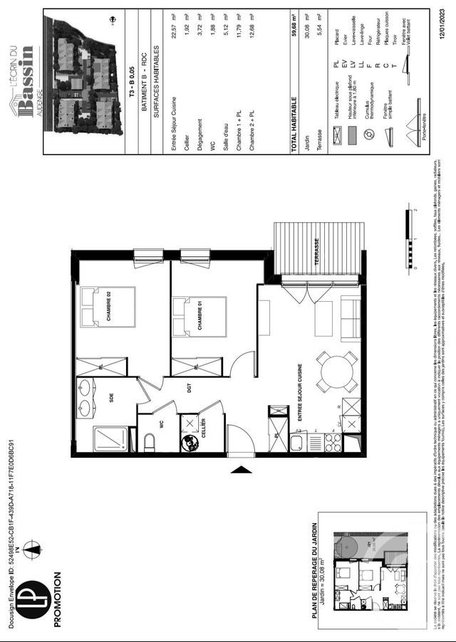 Appartement F3 &agrave; louer - 3 pi&egrave;ces - 59,68 m2 - Audenge - 33 - AQUITAINE
