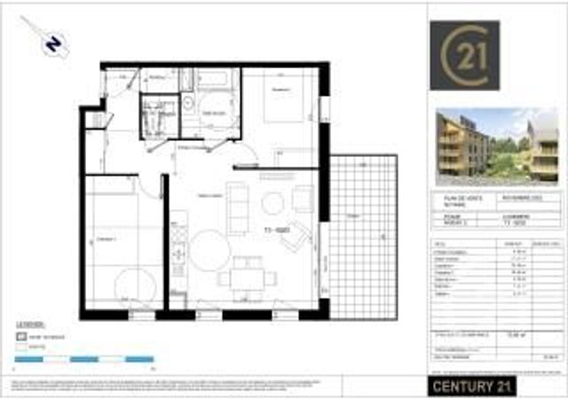 Appartement T3 à vendre - 3 pièces - 64,42 m2 - Rumilly - 74 - RHONE-ALPES