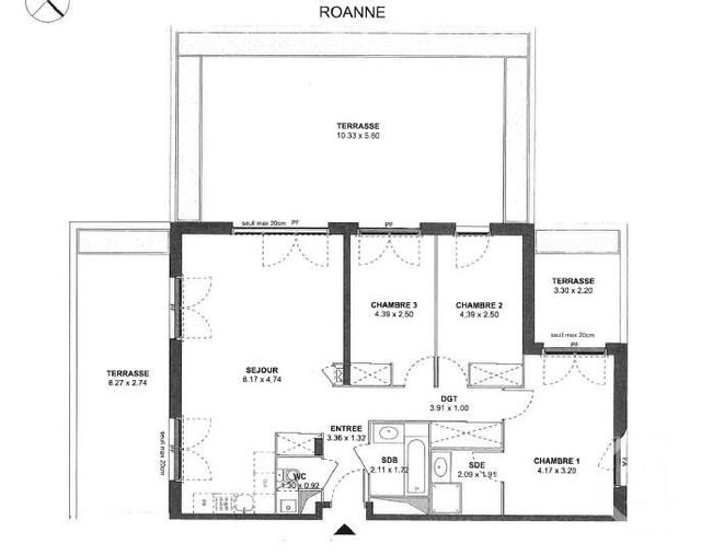 Appartement F4 à vendre - 4 pièces - 88 m2 - Roanne - 42 - RHONE-ALPES