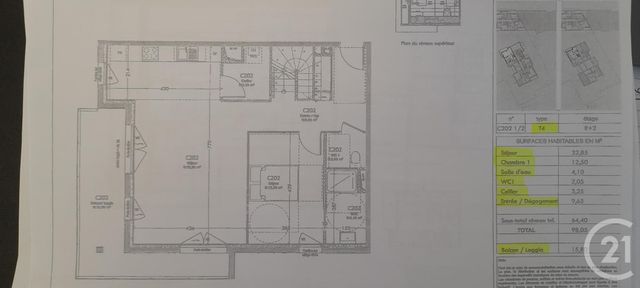 Appartement F4 à louer - 4 pièces - 98,05 m2 - Tours - 37 - CENTRE