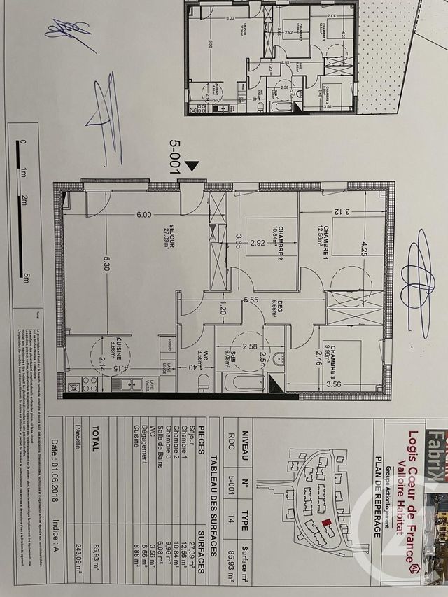 Appartement F3 &agrave; louer - 4 pi&egrave;ces - 85,93 m2 - Fleury Les Aubrais - 45 - CENTRE