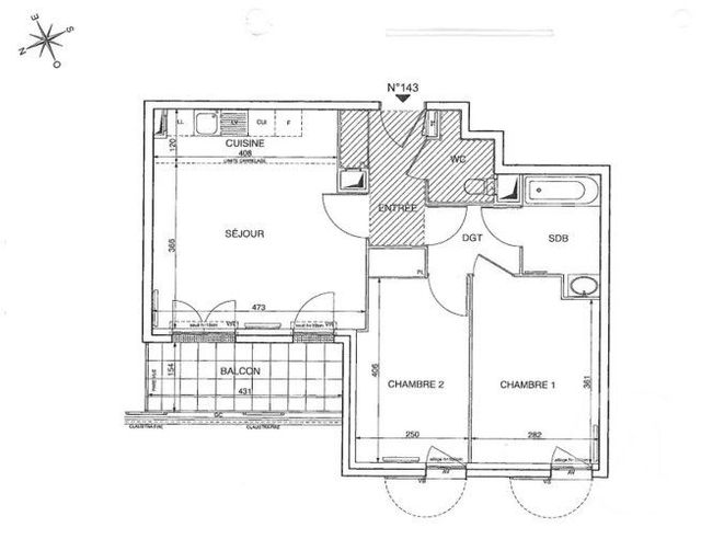 Appartement F3 &agrave; vendre - 3 pi&egrave;ces - 57,70 m2 - Mantes La Jolie - 78 - ILE-DE-FRANCE