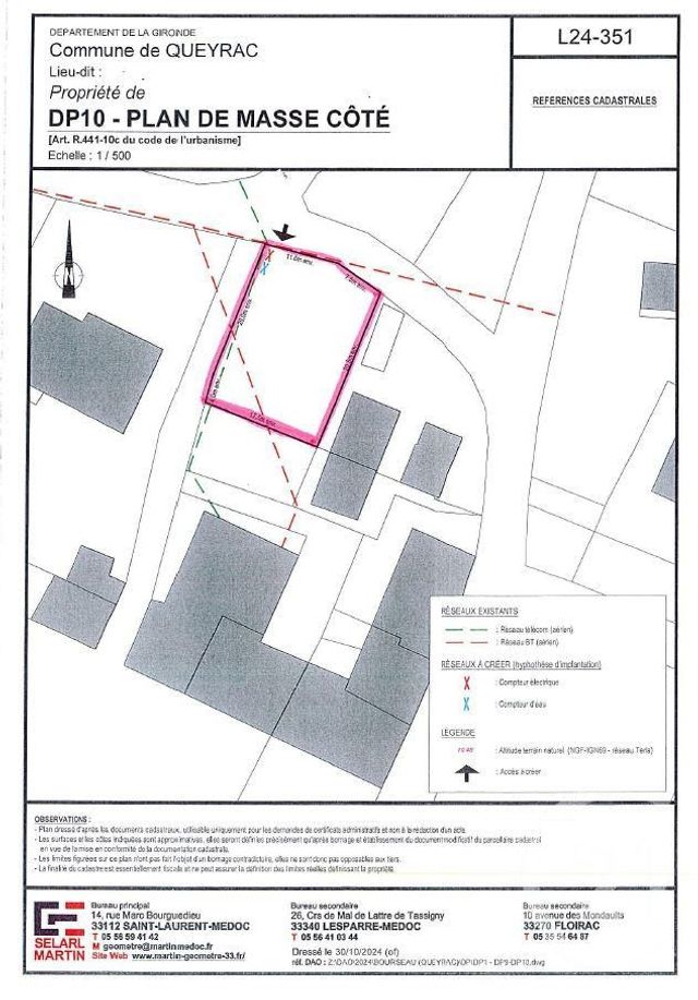 Terrain à vendre - 520 m2 - Queyrac - 33 - AQUITAINE