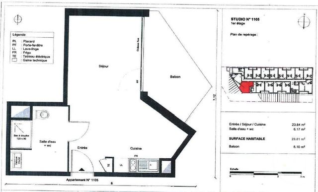 Appartement Studio &agrave; louer - 1 pi&egrave;ce - 29,81 m2 - Villenave D Ornon - 33 - AQUITAINE