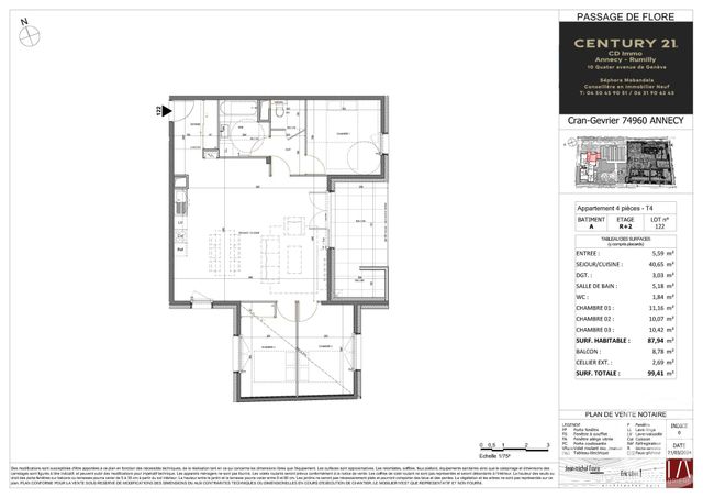Appartement T4 &agrave; vendre - 4 pi&egrave;ces - 87,94 m2 - Annecy - 74 - RHONE-ALPES