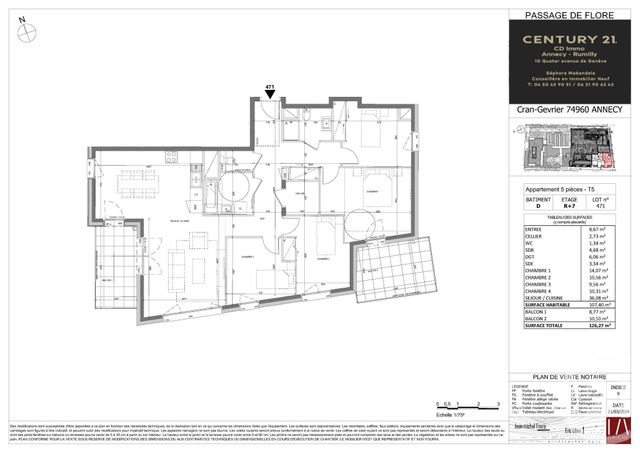 Appartement T5 &agrave; vendre - 5 pi&egrave;ces - 107,40 m2 - Annecy - 74 - RHONE-ALPES