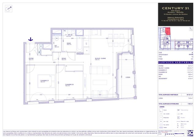 Appartement T3 &agrave; vendre - 3 pi&egrave;ces - 67,57 m2 - Meythet - 74 - RHONE-ALPES