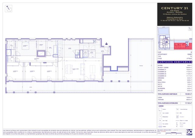 Appartement T5 &agrave; vendre - 5 pi&egrave;ces - 135,86 m2 - Meythet - 74 - RHONE-ALPES