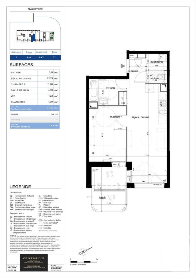 Appartement T2 &agrave; vendre - 2 pi&egrave;ces - 44,45 m2 - Annecy - 74 - RHONE-ALPES