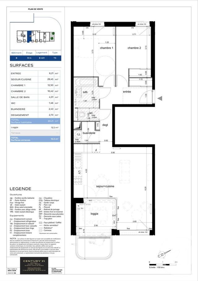 Appartement T3 &agrave; vendre - 3 pi&egrave;ces - 69,21 m2 - Annecy - 74 - RHONE-ALPES