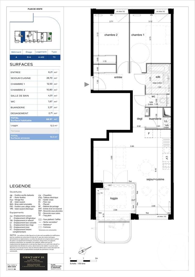 Appartement T3 &agrave; vendre - 3 pi&egrave;ces - 68,97 m2 - Annecy - 74 - RHONE-ALPES