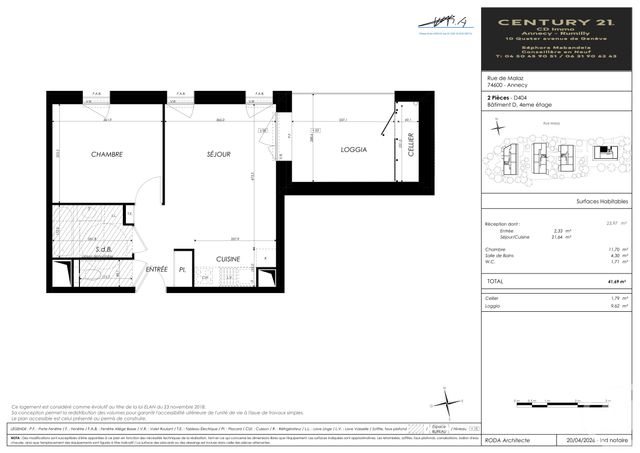 Appartement T2 &agrave; vendre - 2 pi&egrave;ces - 41,69 m2 - Seynod - 74 - RHONE-ALPES