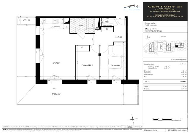 Appartement T3 &agrave; vendre - 3 pi&egrave;ces - 61,94 m2 - Seynod - 74 - RHONE-ALPES
