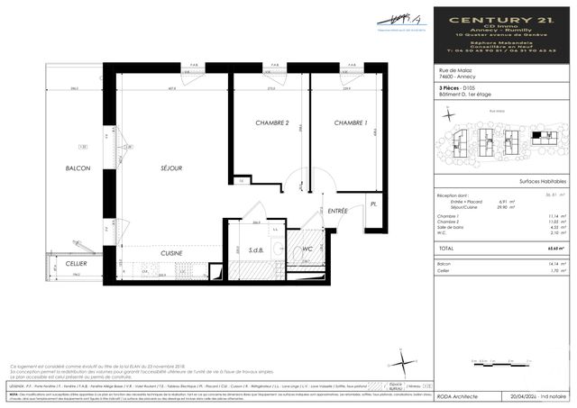 Appartement T3 &agrave; vendre - 3 pi&egrave;ces - 65,65 m2 - Seynod - 74 - RHONE-ALPES